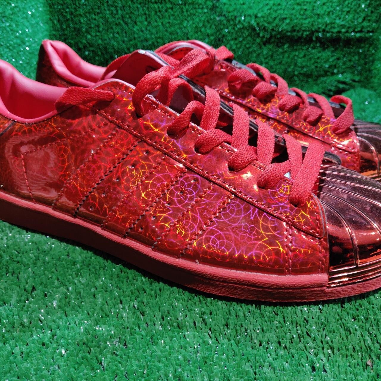 Adidas superstars holographic in red great unusual look in a UK 7.5