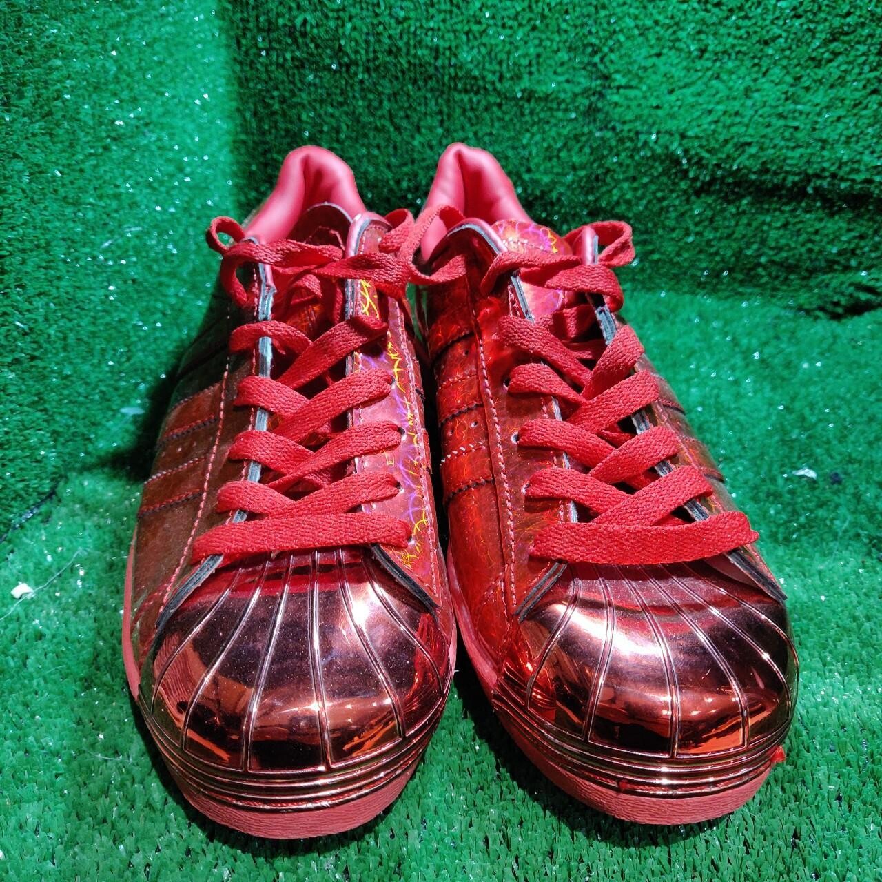 Adidas superstars holographic in red great unusual look in a UK