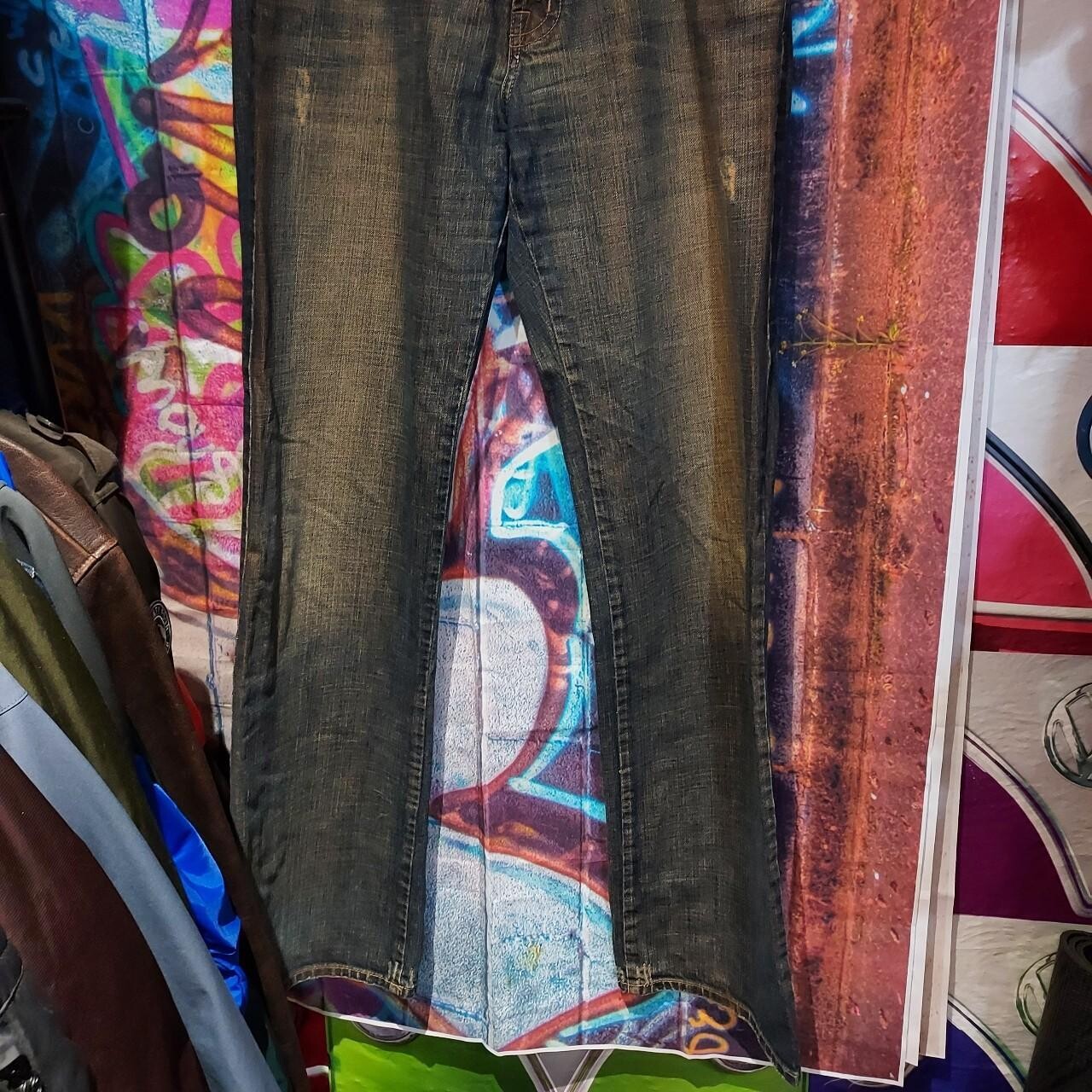 Next distressed jeans in tan and blue great look long legged 34"waist