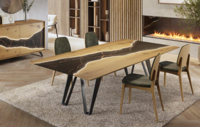 Table rectangulaire bois et céramique