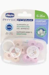 CHUPETE SILICONA CHICCO PHYSIO COMFORT NIÑA 6-16 M 2 U