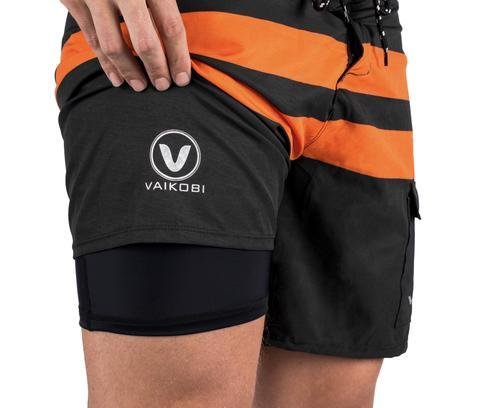 VAIKOBI PADDLE BOARD SHORTS- BLACK/ ORANGE