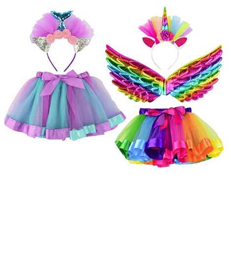 Disfraz unicornio y sirena para niñas