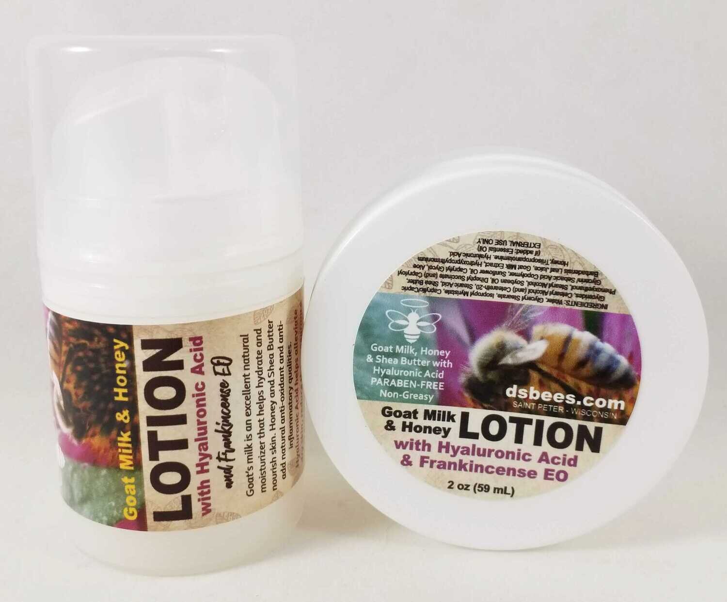Goat Milk &amp; Honey LOTION with HYALURONIC ACID and Frankincense EO