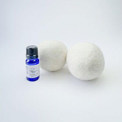 Wool Dryer Ball Set with 10 ml Lavender Essential Oil