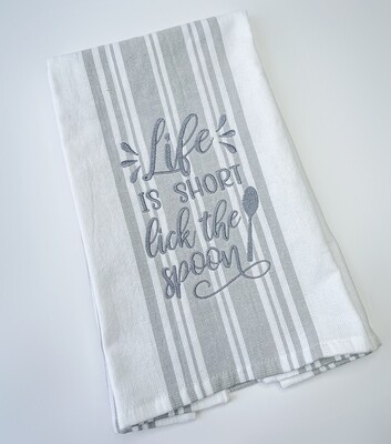 Customized Thick Grey Stripe Cotton & Terry Cloth Reversible Kitchen Towel | View images for additional