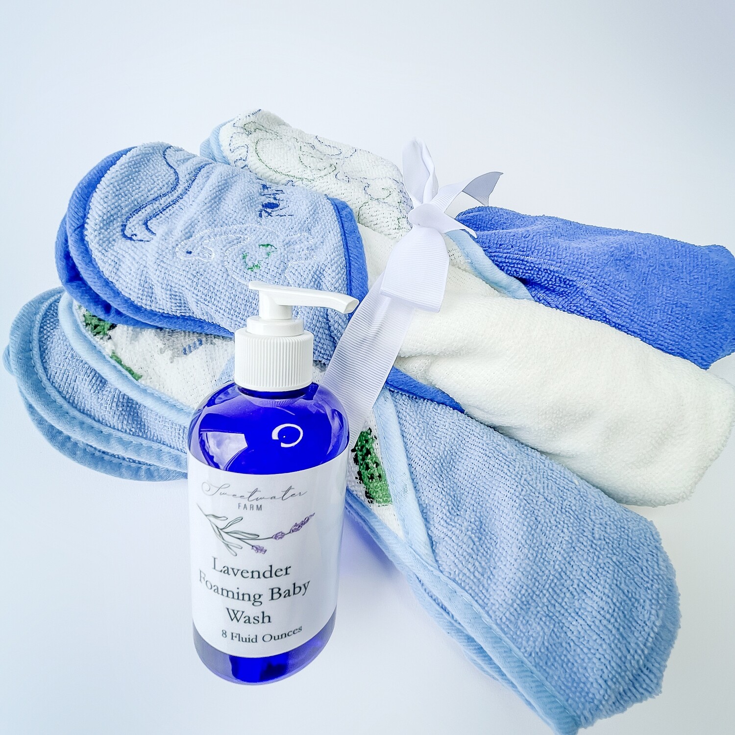 Hooded Baby Towel and Lavender Foaming Baby Wash Gift Set
