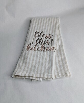 Customized Thick Tan Stripe Cotton & Terry Cloth Reversible Kitchen Towel | View Images for Additional