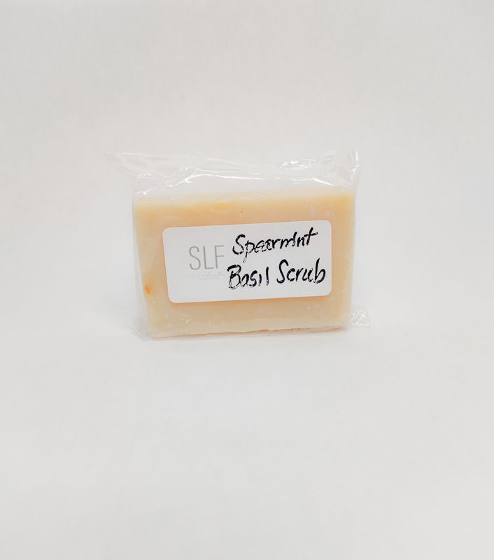 Natural Spearmint Basil Scrub Bar Soap