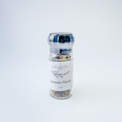 Gourmet lavender masala spice blend in glass grinder