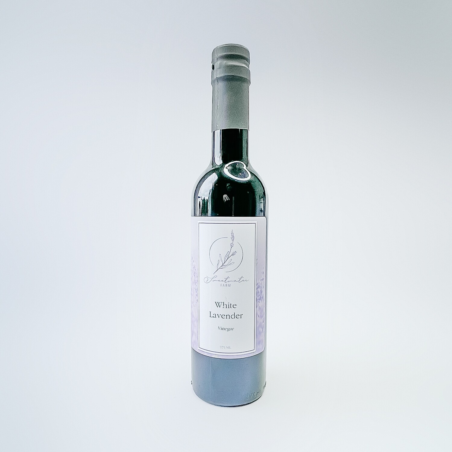 Lavender infused white vinegar bottle for dressings and marinades