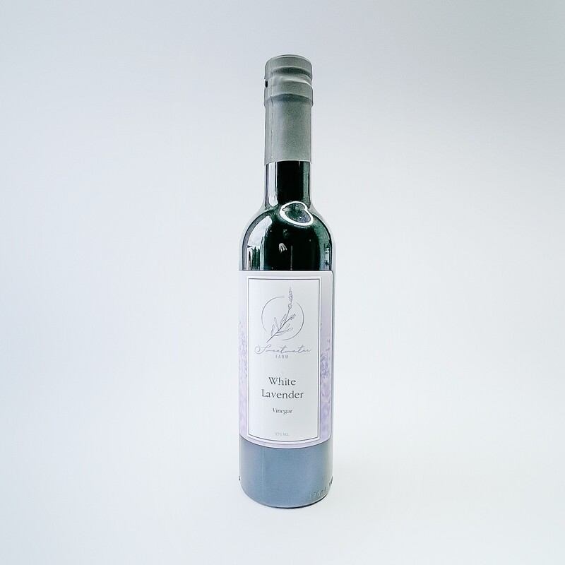 Lavender infused white vinegar bottle for dressings and marinades