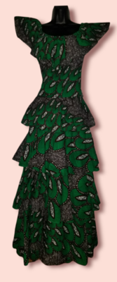 Emerald Peacock Tiered Dress