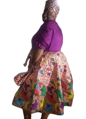 Pink Ginko Mid Length Skirt and Bag