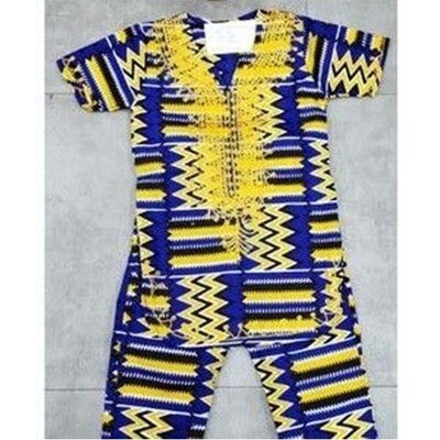 Blue Kente Embroidered Boy African Print 3pc. Set