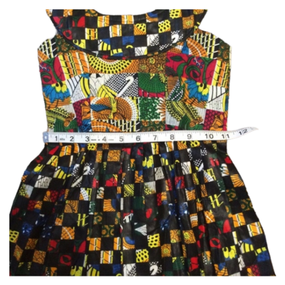 Metallic Mosaic Patchwork African Print Girl  Dress