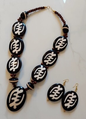 Gye Nyame Necklace and Earrings Set