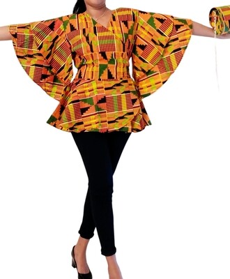 Kente Wrap African Print Blouse