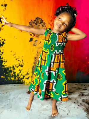 Green Window Toddler Girls African Print Dress
