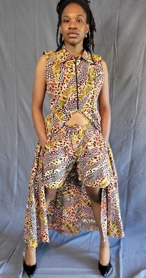 Geo Pink African Print Duster and Shorts Set