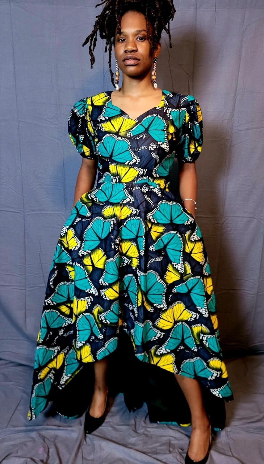 Give Me Butterflies African Print Hi Low Gown