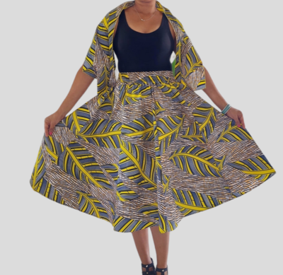 Yellow Tail African Print Skirt