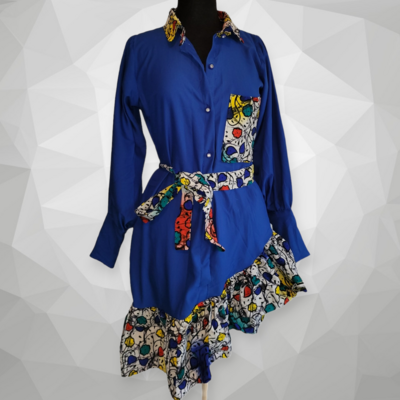Life of the Party Blue African Print Swing Dress