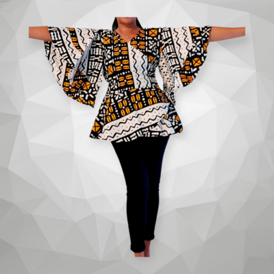Afro African Print Wrap Blouse