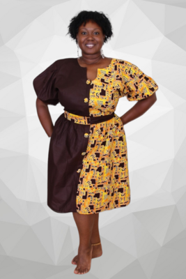 Mahogany Geometry - African Print Babydoll Dress