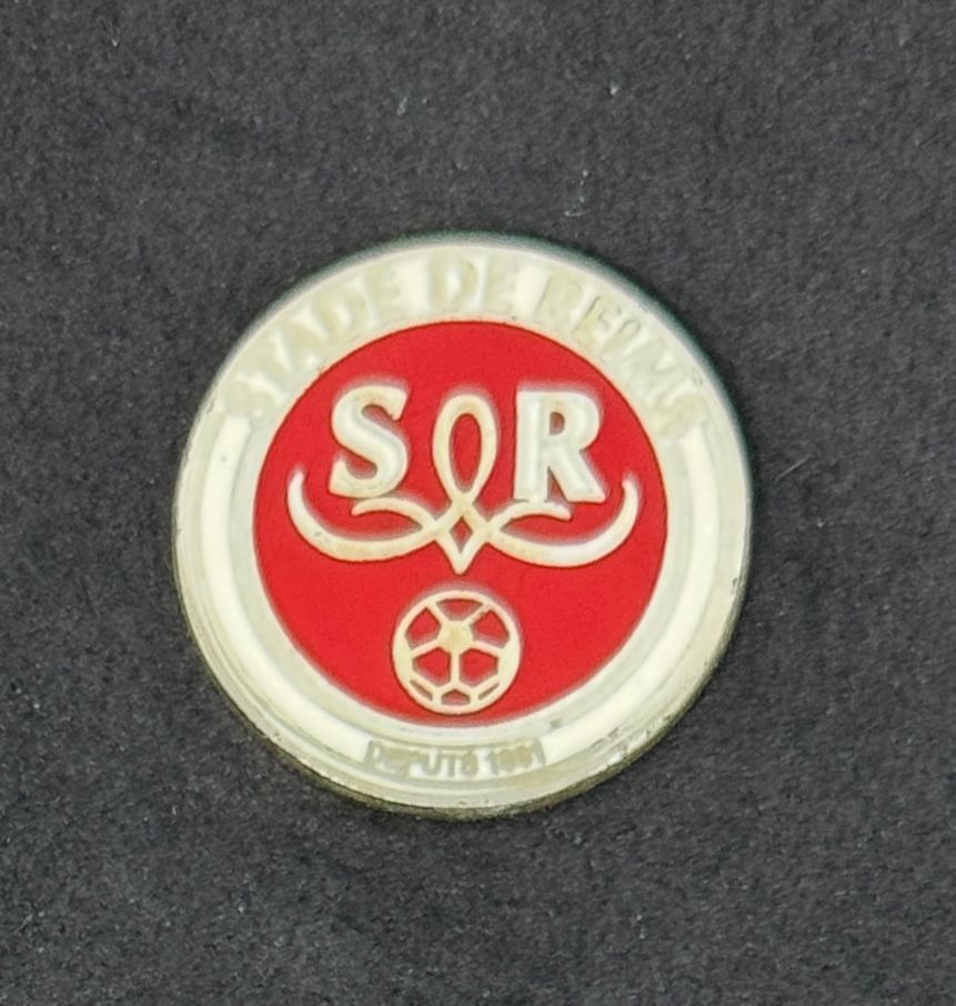 VINTAGE 15CM STADE DE REIMS FRANCE FOOTBALL EMBLEM PENNANT FLAG | UK