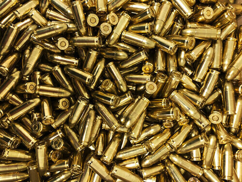 9mm 115 grain brass FMJ ammunition (50 round boxes)