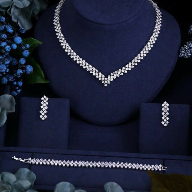 Crystal Ziracon Earrings and Necklace