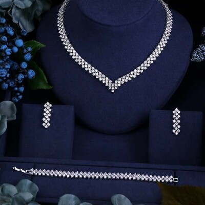 Crystal Ziracon Earrings and Necklace