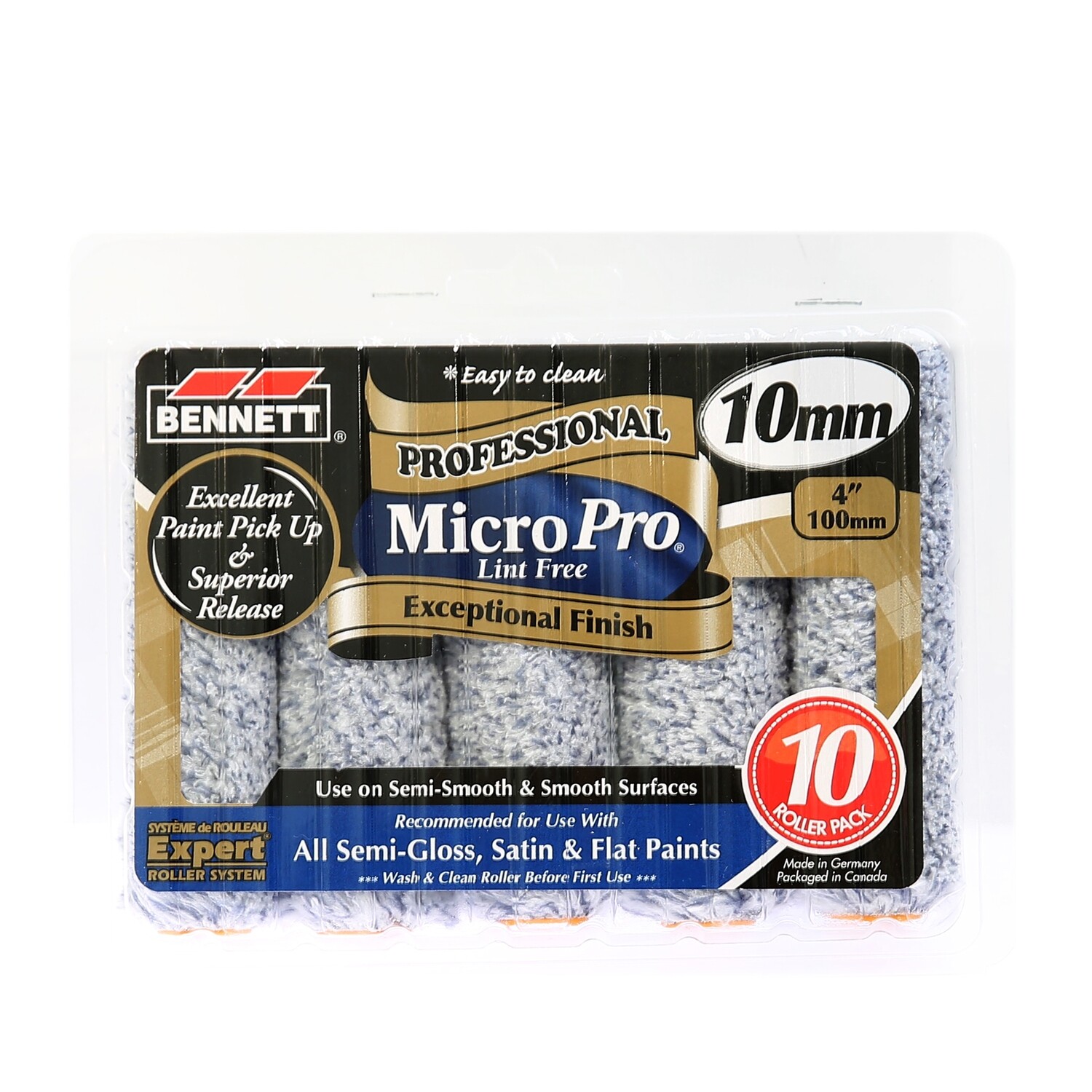 Bennett 4" Micro Pro Miniroller 10mm- 10 Pack