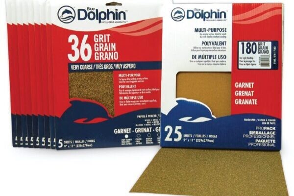 Blue Dolphin Garnet Sandpaper - 5 PK - Grits 80, 100, 220, assorted pack