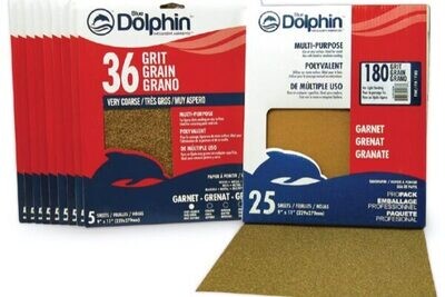 Blue Dolphin Garnet Sandpaper - 5 PK - Grits 80, 100, 220, assorted pack