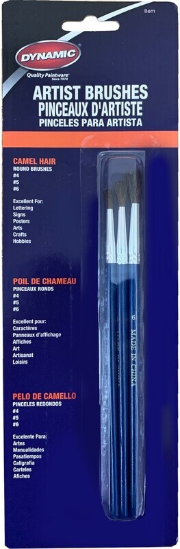 Dynamic Round Camel Hair Brushes 3pk