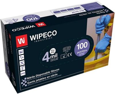 Wipeco Nitrile Gloves Powder Free (100) - Medium