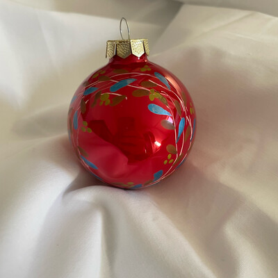 Christbaumkugel rot mit Kranz- 6cm
