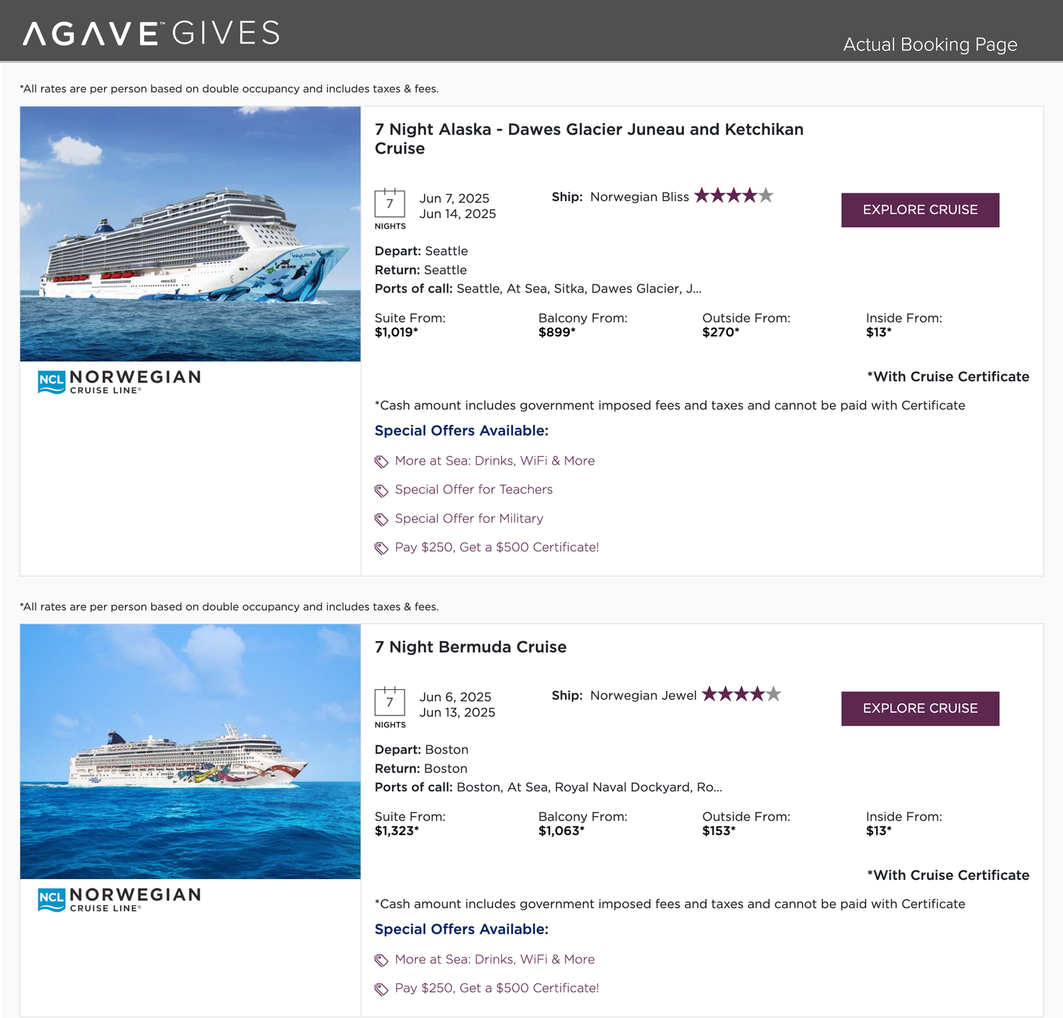 Donate &amp; Receive the gift of a Luxury Cruise  Discount Voucher