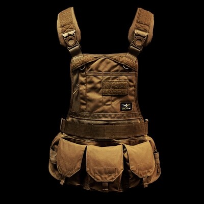 JourneyMESH™ Chest Rig with Cargo Pockets V2, Color: Coyote, Magnetic Panel: NO 3&quot; Magnetic Panel