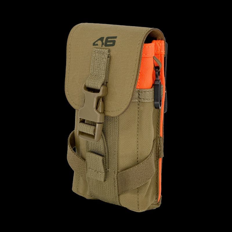 AIMS™ Flapped Mobile Phone Pouch ROTATE/QUICK RELEASE, Color: Coyote/Hi Viz Orange