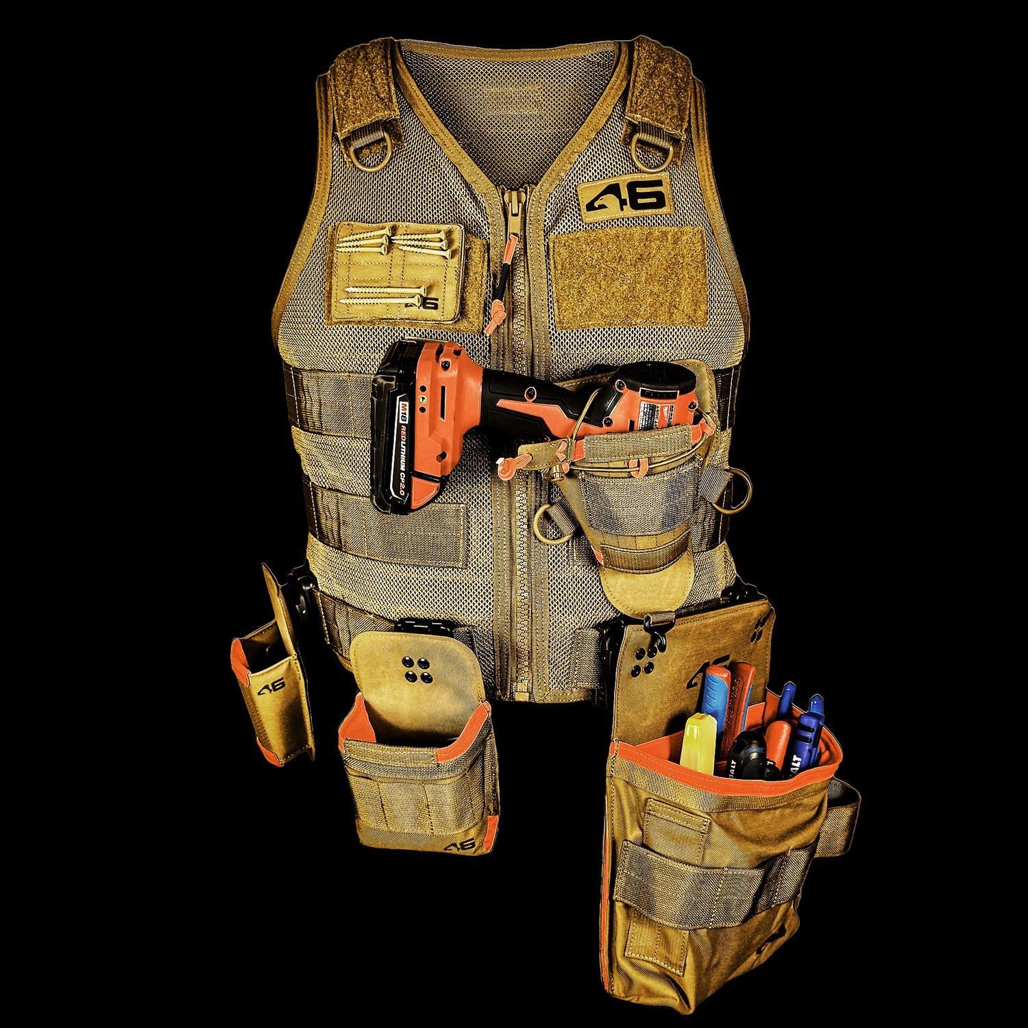 Saratoga Tool Vest® - LT Starter Kit, Color: Coyote/Orange, Vest Size: Standard Saratoga - LT