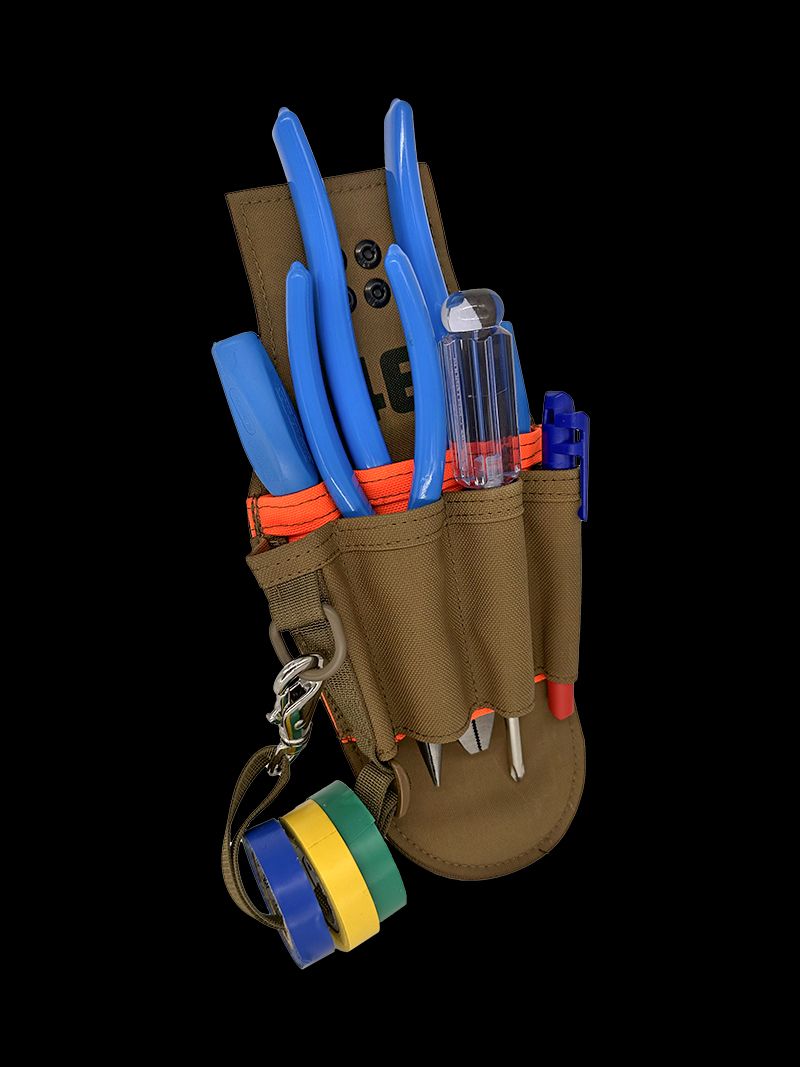 7 Pocket Electricians Pouch ROTATE/QUICK RELEASE, Color: Coyote/Hi Viz Orange