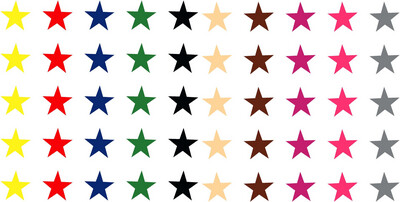 20 X Stars Assorted Colours Ice Cream sticker 