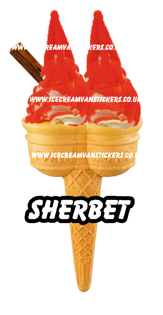 whippy soft ice cream Twin Cone Red Sherbet With 99 Flake 