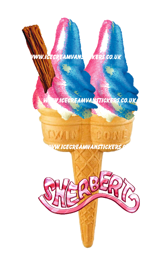 whippy soft ice cream Twin Cone Mixed Sherbet  With 99 Flake 