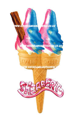 whippy soft ice cream Twin Cone Mixed Sherbet  With 99 Flake 