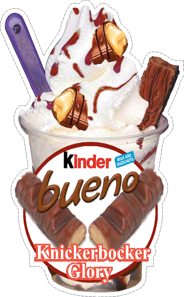 whippy soft ice cream Kinder Bueno Knickerbockerglory  Vinyl Printed Sticker 