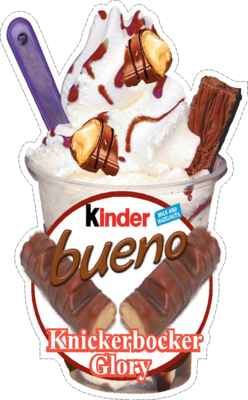 whippy soft ice cream Kinder Bueno Knickerbockerglory  Vinyl Printed Sticker 